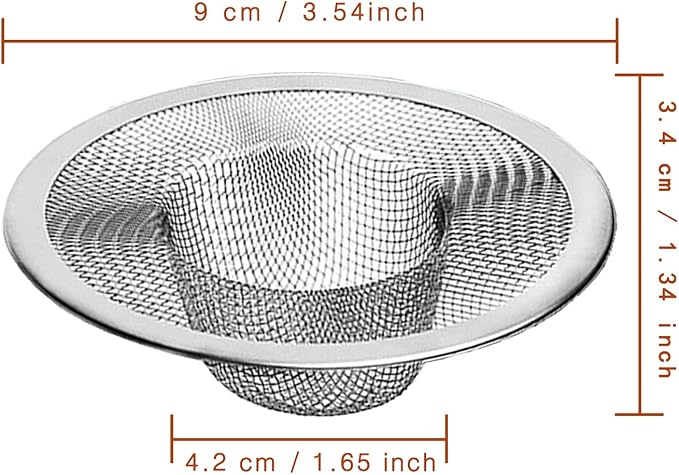 2pcs Heavy Duty Stainless Steel Slop Basket Filter Trap, 3.54" Top / 1.65" Mesh - Image 2