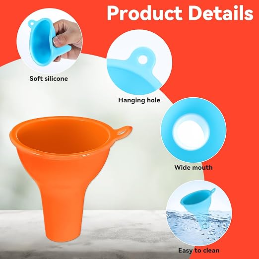 4 Pcs Funnels for Kitchen Use Filling Bottles Silicone Funnel Wide Mouth Funnel - Image 3