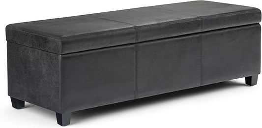 SIMPLIHOME Avalon 48 inch Wide Contemporary Rectangle Storage Ottoman Bench in by SimpliHome