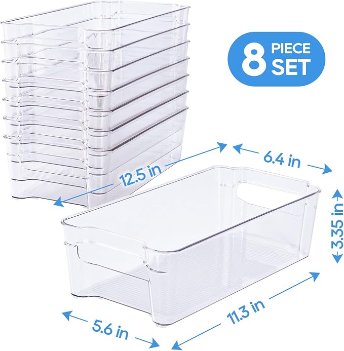 JollyPack 8 Pack Clear Plastic Storage Bins, Pantry Organizers and Storage - Image 3