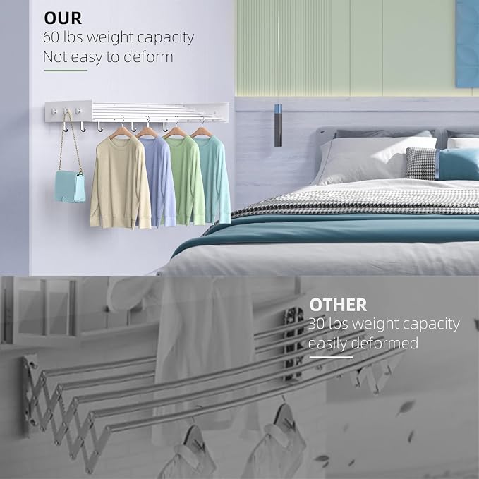 Drying Rack Clothing, Clothes Drying Rack Wall Mounted, Laundry Drying Rack - Image 9