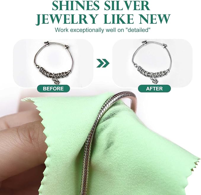 SEVENWELL 50pcs Jewelry Cleaning Cloth Green Polishing Cloth - Image 3