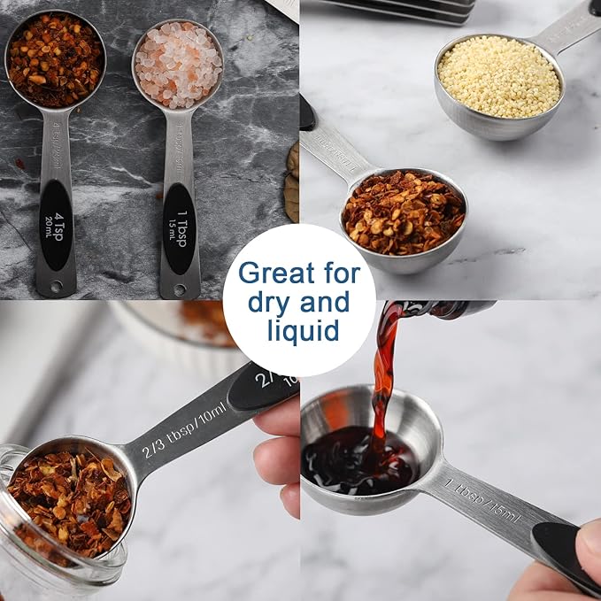 Magnetic Measuring Spoons Set of 9 Stainless Steel Stackable Measuring Spoons - Image 4