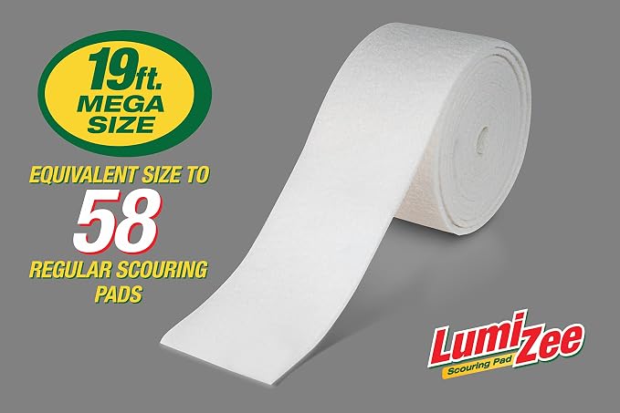 Non-Scratch White Scrubbing Pads Roll 19ft Economy Size Sponge Scouring Pad - Image 2