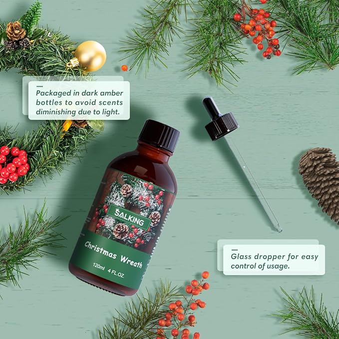 SALKING Christmas Wreath Fragrance Oil, 120ml Premium Essential Oils - Image 2