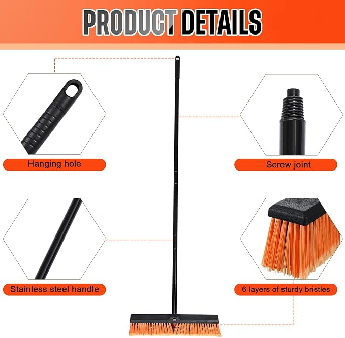 Zhehao 6 Pack 18 Inches Push Broom Outdoor, Concrete Floor Cleaning - Image 4