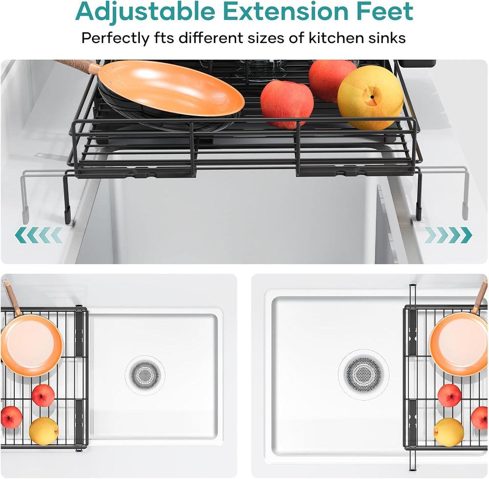 Dish Drying Rack for Kitchen Counter, Extendable Dish Rack with Drainboard, K...