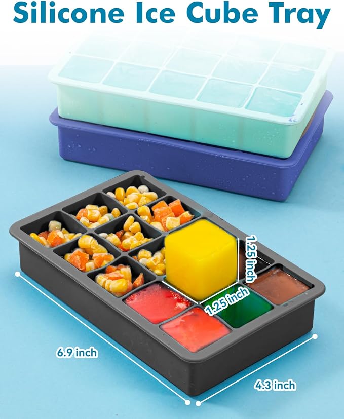 Silicone Ice Cube Trays for Freezer 2 Pack, Easy Release Square Ice Cubes Mold - Image 4