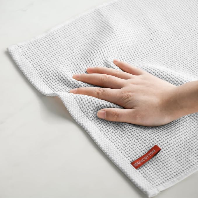 Artoid Mode 100% Cotton Light Grey Waffle Weave Kitchen Dish Cloths, 13x28 Inch - Image 5