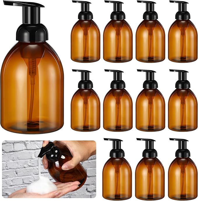 Uiifan 16 Pcs 17 oz Amber Foaming Soap Dispenser Refillable Foam Pump Bottle by Uiifan
