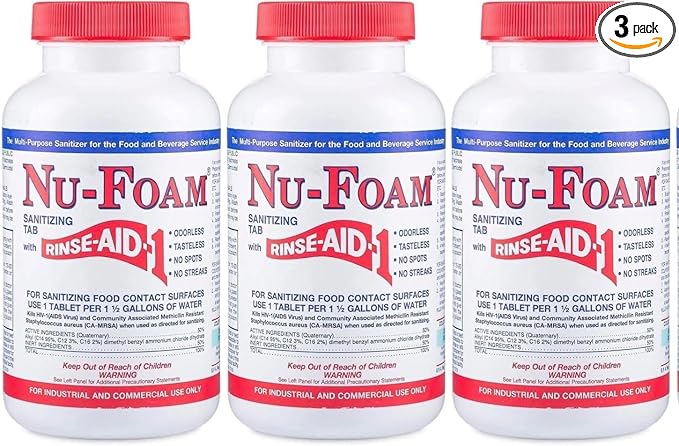 Nu-Foam Sanitizing Tablets for Bar Glassware – Superior Rinse Aid by Nu-Foam