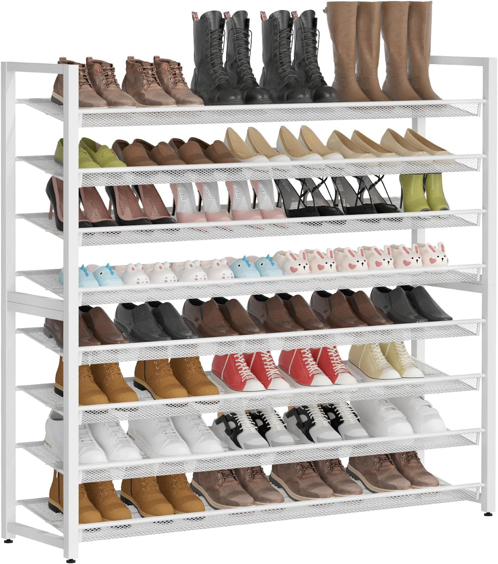 Metal Shoe Rack,Large 8 Tier Shoe Organizer, Heavy Duty Metal 8-Tier Stackabl...