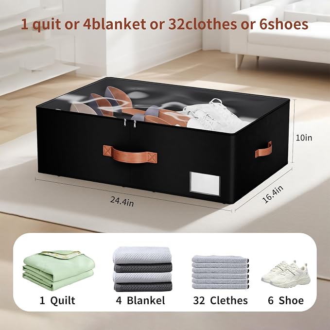 Underbed Storage With Wheels, Large Capacity 10 inches Height Storage Bins - Image 3