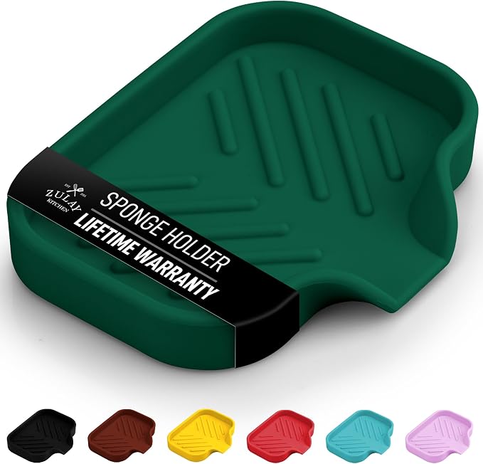 Zulay Kitchen Small Silicone Sponge Holder – Space-Saving Sink Organizer Tray by ZulayKitchen