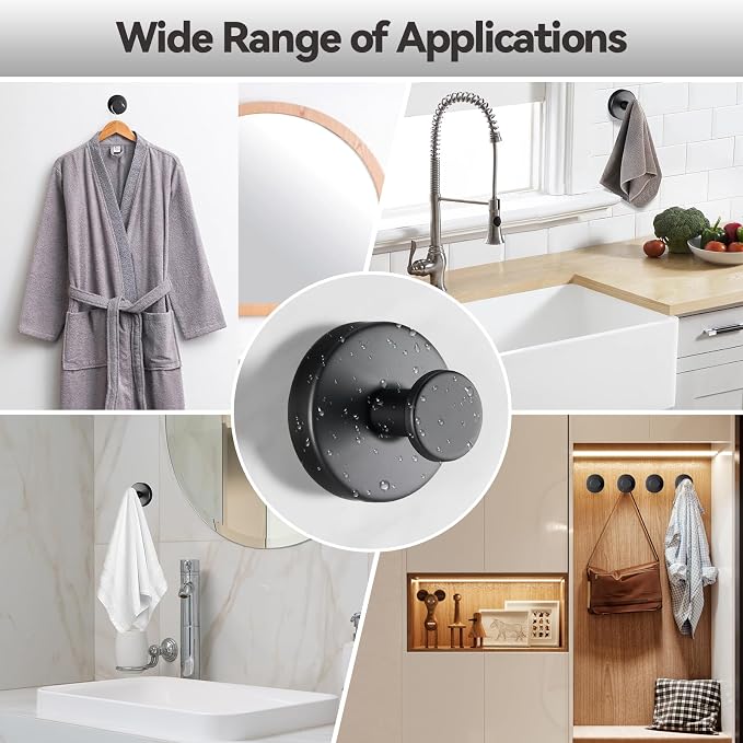 4 PCS Suction Cup Hooks for Shower, Stainless Steel No Drill Towel Hooks - Image 3