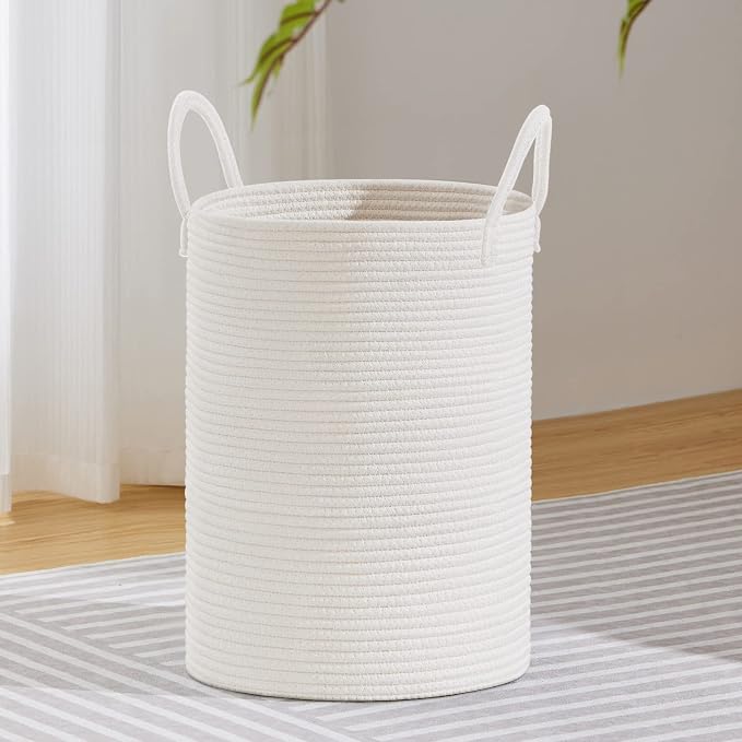 VIPOSCO Large Laundry Hamper, Tall Woven Rope Storage Basket