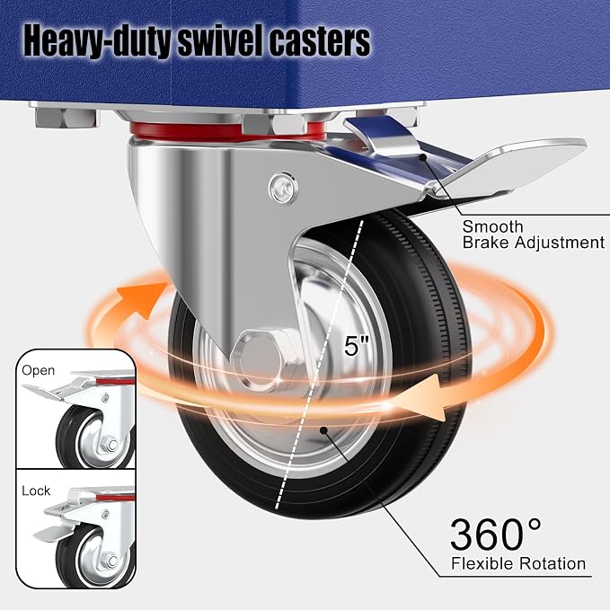 3 Tier Heavy Duty Tool Cart, Mechanic Metal Rolling Tool Carts Work Cart - Image 5