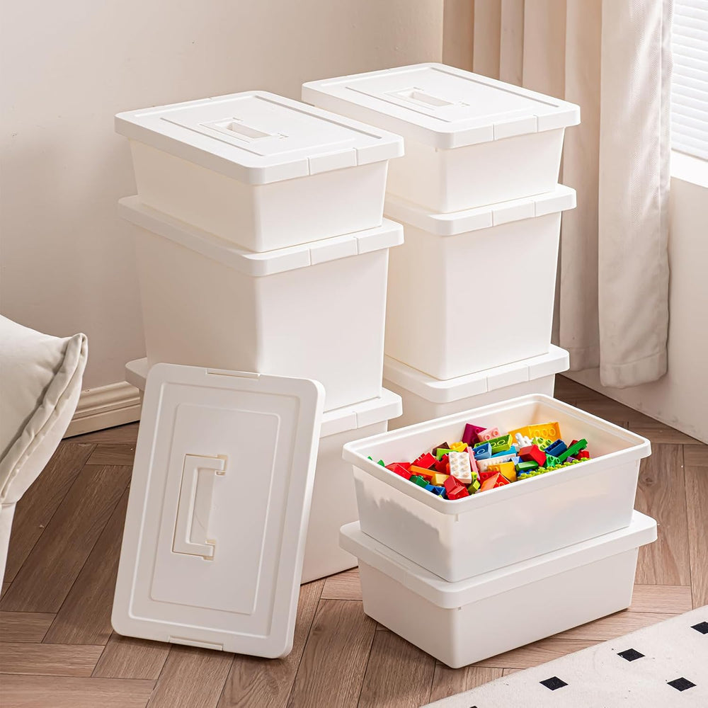 4-Pack 27 Quart Stackable Storage Bins with Lids ，With handle