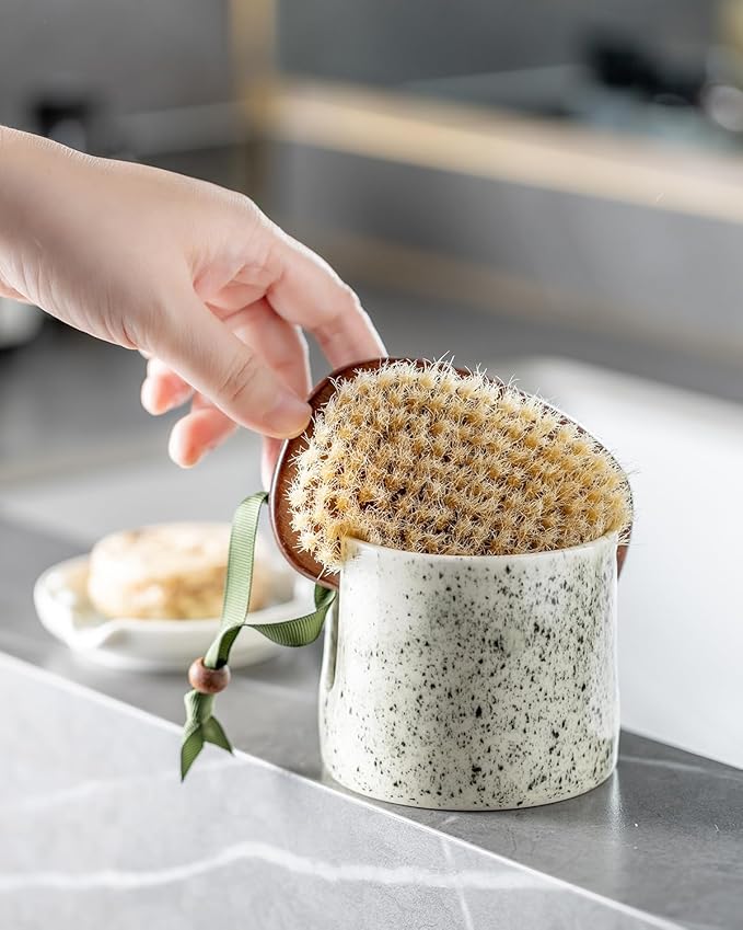 Kitchen Sink Sponge Holder, Dish Sponge Rack Ceramic Brush Holder Farmhouse - Image 7
