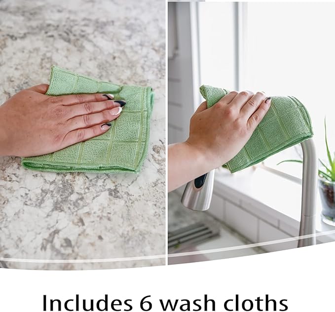 Don Aslett's 12 Piece Microfiber Kitchen Set | 6 Multi-Purpose Wash Cloths - Image 8