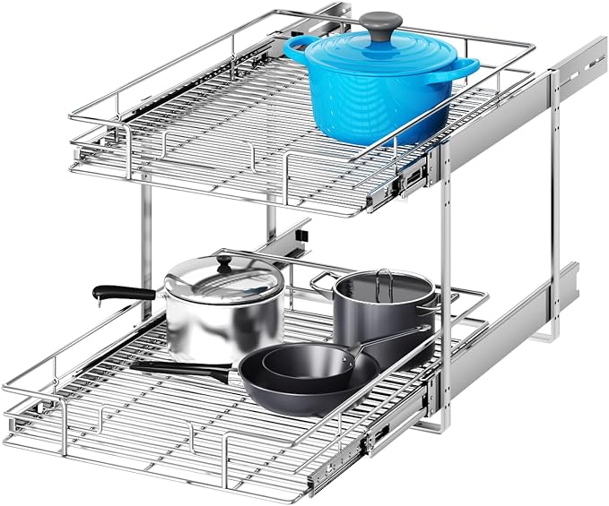 2 Tier Individual Pull Out Cabinet Organizer 22½" W x 21½" D, Heavy Duty by Unknown