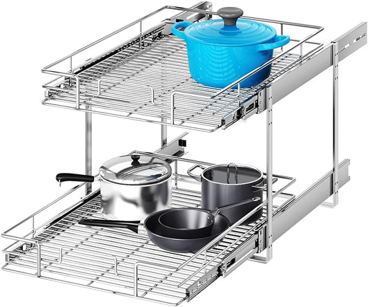 2 Tier Individual Pull Out Cabinet Organizer 22½" W x 21½" D, Heavy Duty by Unknown