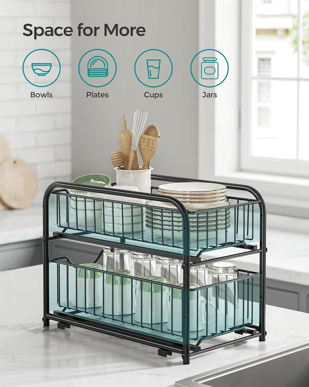 SONGMICS 4-Tier Under Sink Pull Out Organizer, Kitchen Bathroom Spice Rack