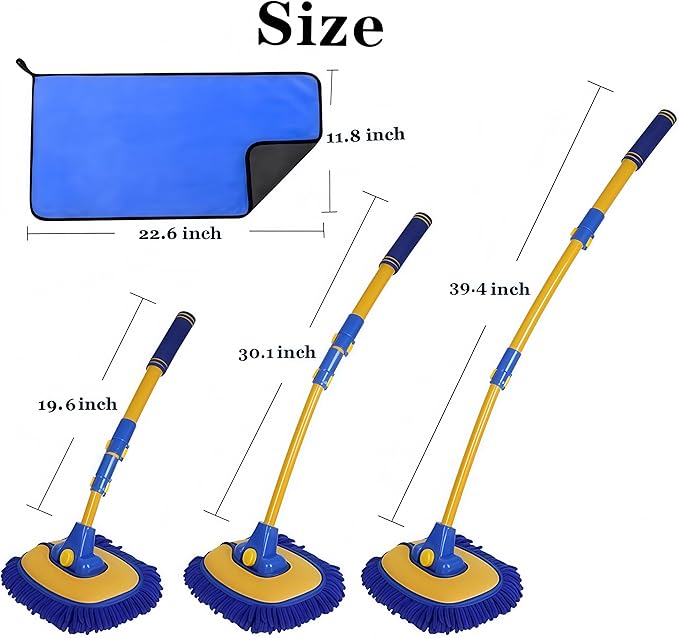 Car Wash Brush With Long Handle, Chenille Microfiber Mop Mitt, 1 Replacement - Image 2