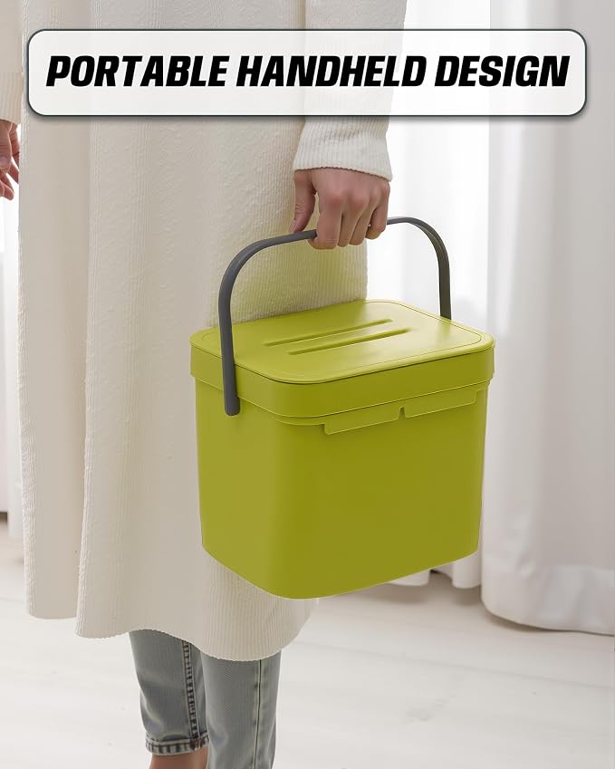 Countertop Compost Bin Kitchen, 1.8 Gallons Hanging Trash Can - Image 6