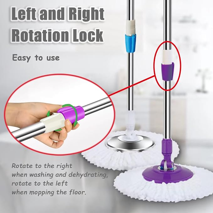 Extended Spin Mop Replacement Mop Handle, Upgraded 60-inch 360 Degrees Rotating - Image 4