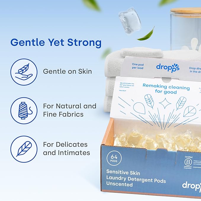 Dropps Sensitive Skin Laundry Detergent Pods, Unscented - Image 3