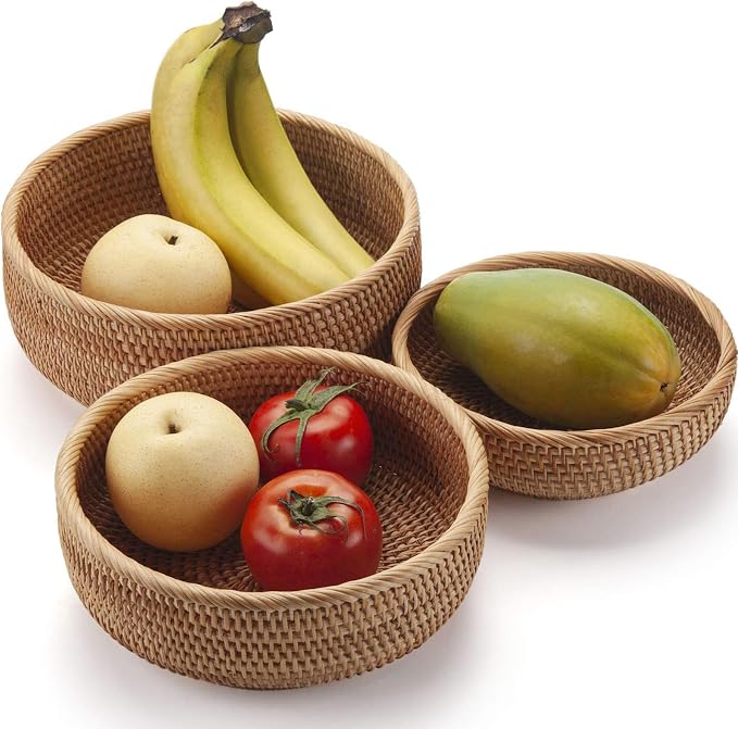 Rattan Bread Basket, Hand Woven Fruit Basket, Wicker Serving Basket Bowl - Image 9