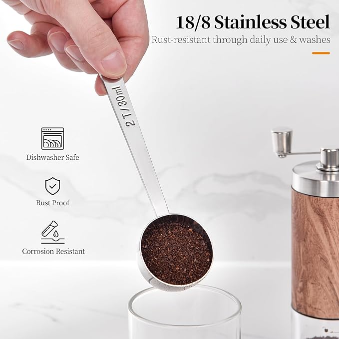 Long Handle Coffee Scoop: 18/8 Stainless Steel 5.98 Inch 2 Tablespoon Metal - Image 3