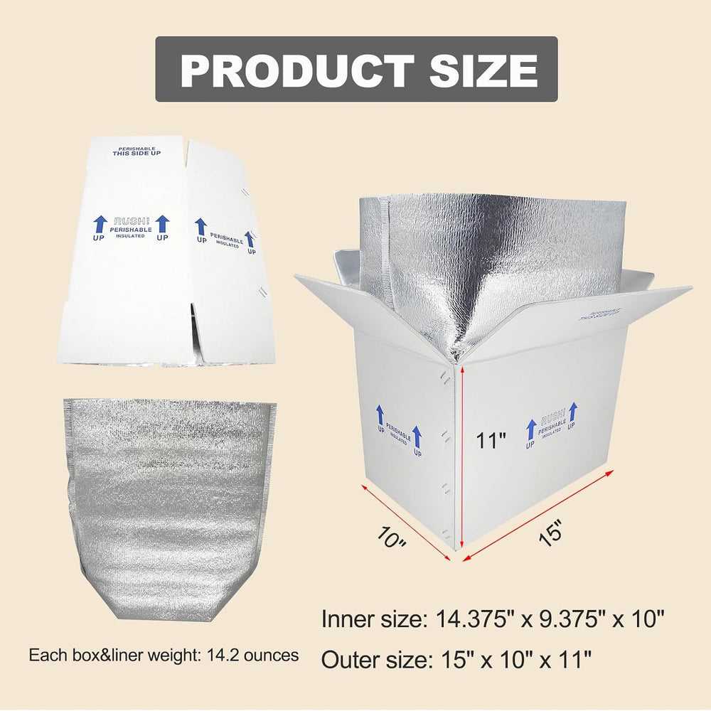 15x10x11" Insulated Boxes for Shipping Frozen Food, 8 Pack Perishable Co...