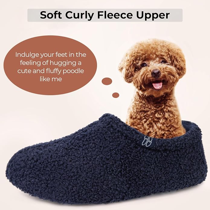 HomeTop Women's Fuzzy Curly Fur Memory Foam Loafer Slippers - Image 3