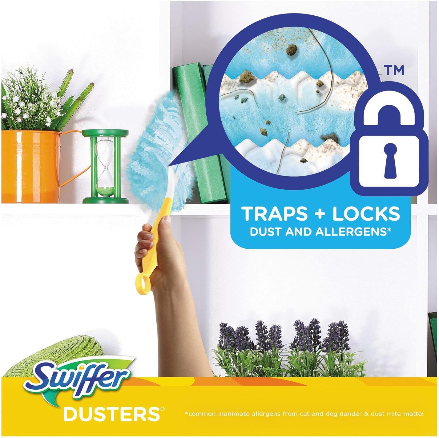 Swiffer 21459CT Refill Dusters, Dust Lock Fiber, Light Blue, Unscented, 10/Box, 4 Box/Carton