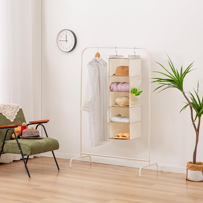 YOUDENOVA Hanging Closet Organizer, 5-Shelf Closet Hanging Storage Shelves - Image 6