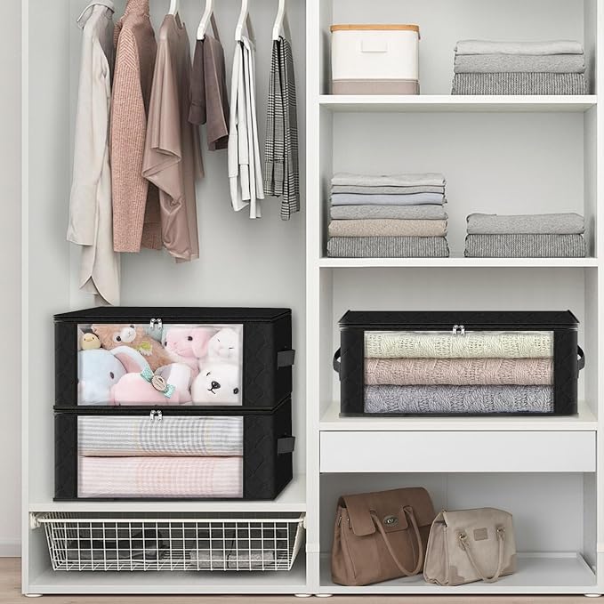 HomeHacks Storage 4-Pack Clothes Organizer Storage Bags Foldable Storage Box - Image 5