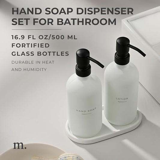 MaisoNovo Soap Dispenser 3-Piece Set | 16.9oz White Bottles - Image 2