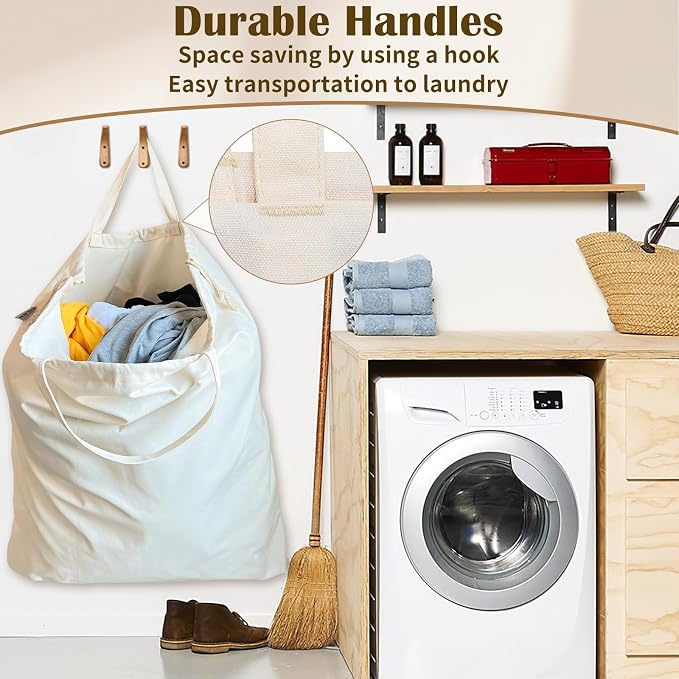 Canvas Laundry Bag 40in x 35in, Thick Cotton Laundry Bag - Image 5