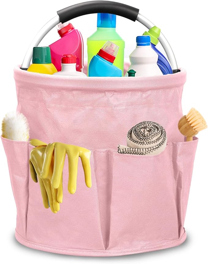 Qivine 17L Cleaning Caddy with Handle, Cleaning Supply Caddy Foldable Tool Bag by Qivine