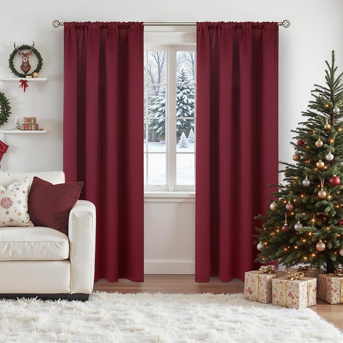 BGment Burgundy Blackout Curtains 90 Inch Long - Image 2