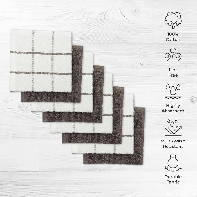 100% Cotton Terry Dish Cloth & Dish Towel, 6 Pack, Super Soft and Absorbent - Image 2