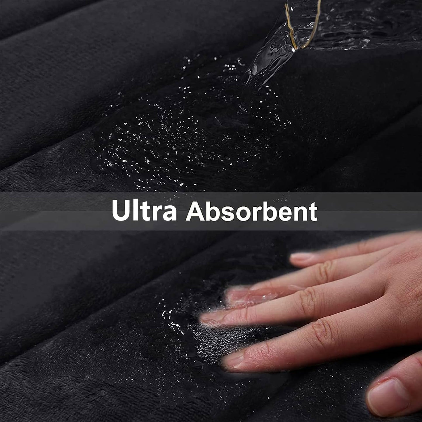 Buganda Memory Foam Bath Mat, 30" x 20", Ultra Soft and Non-Slip Bathroom Rugs, Water Absorbent and Machine Washable Bath Rug for Bathroom, Shower, and Tub, Black