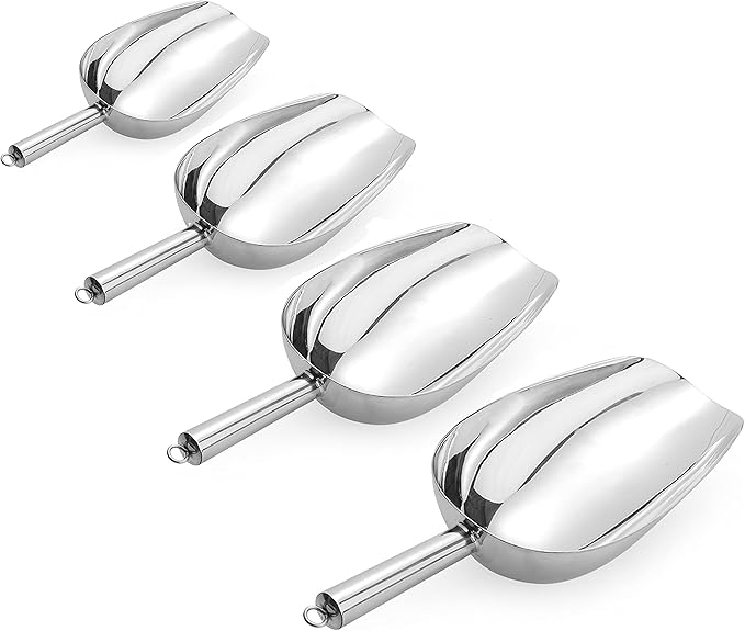 Cedilis 4 Pack Food Ice Scoops, 24oz Stainless Steel Scoop, Heavy Duty Metal by Cedilis