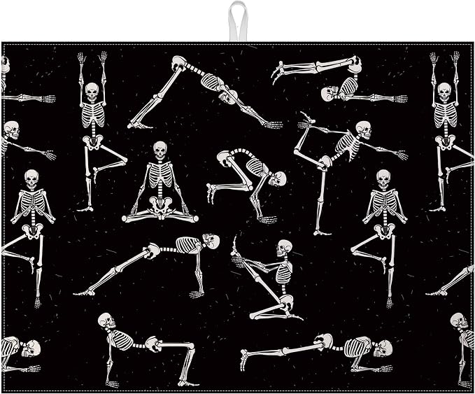 Funny Skull Yoga Dish Drying Mat by VisittheDuibelproduct
