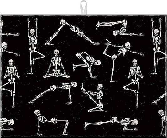Funny Skull Yoga Dish Drying Mat by VisittheDuibelproduct