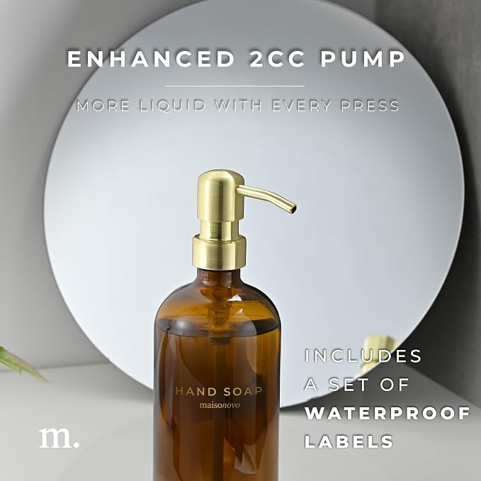 MaisoNovo Soap Dispenser 3-Piece Set | 16.9oz Amber Bottles - Image 5