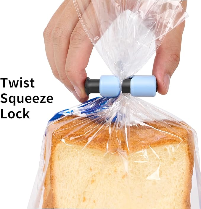 10 Pack Squeeze and Lock Bread Bag Clips, Sturdy Plastic, 5 Colors - Image 3