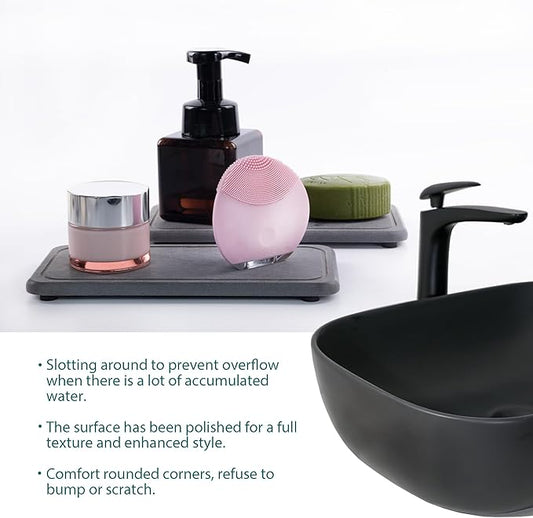 2 Pcs Water Absorbing Stone Trays, Kitchen/Bathroom Sink Soap Dish, Diatomite - Image 2